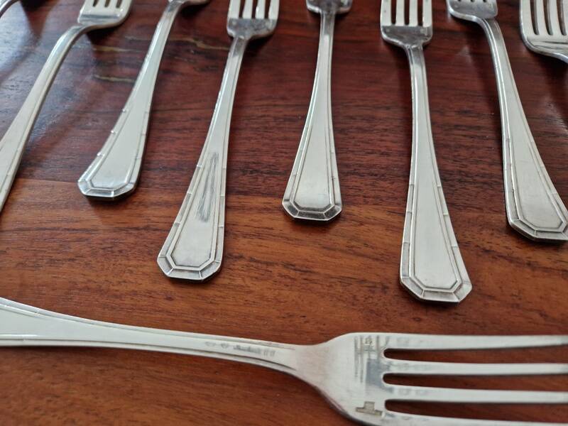 Christofle - Set of 12 Tosca pattern silver-plated table forks