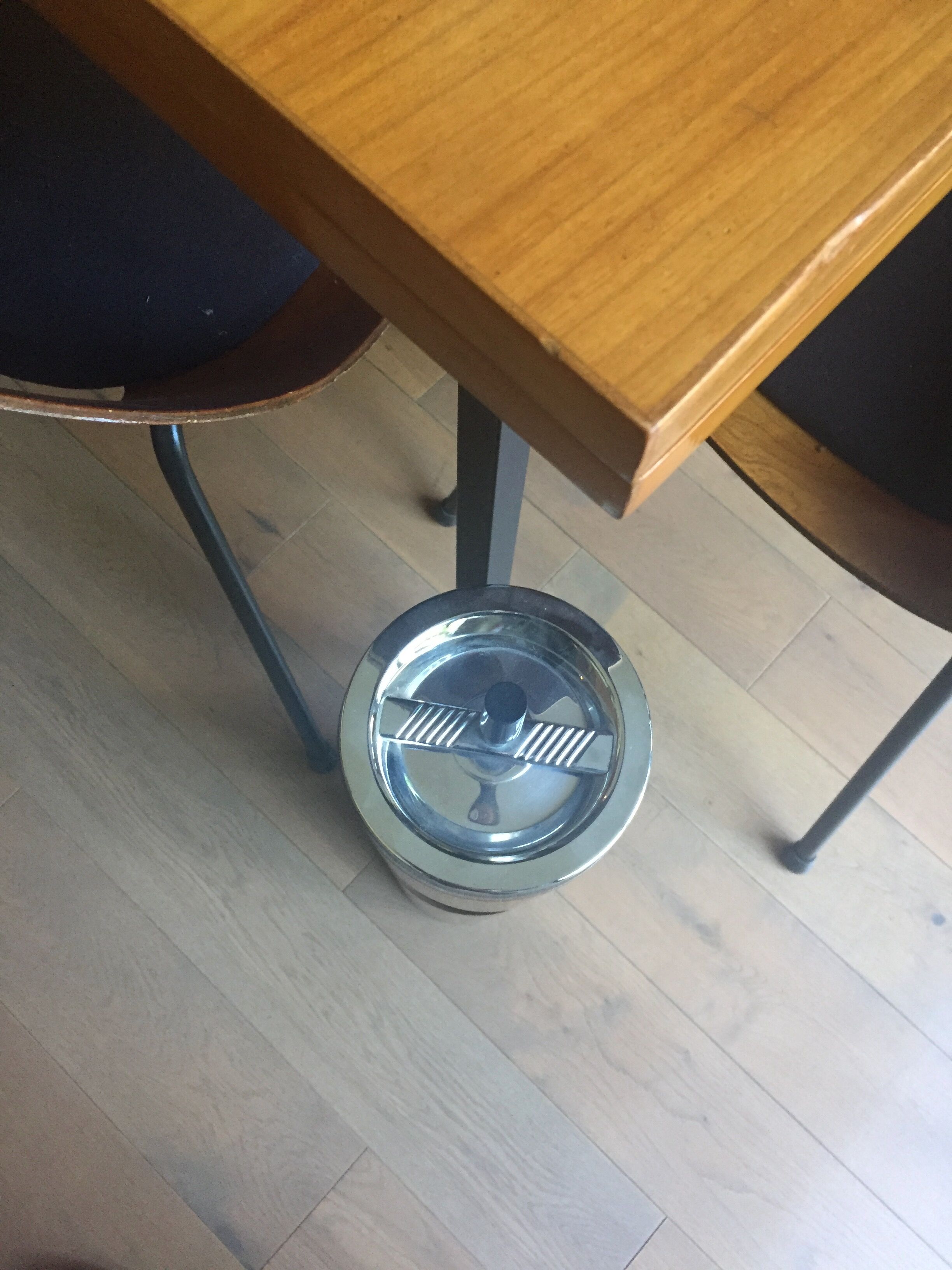 Vintage cylindrical standing ashtray