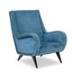 Blue velvet armchair, beech base. 1950s.