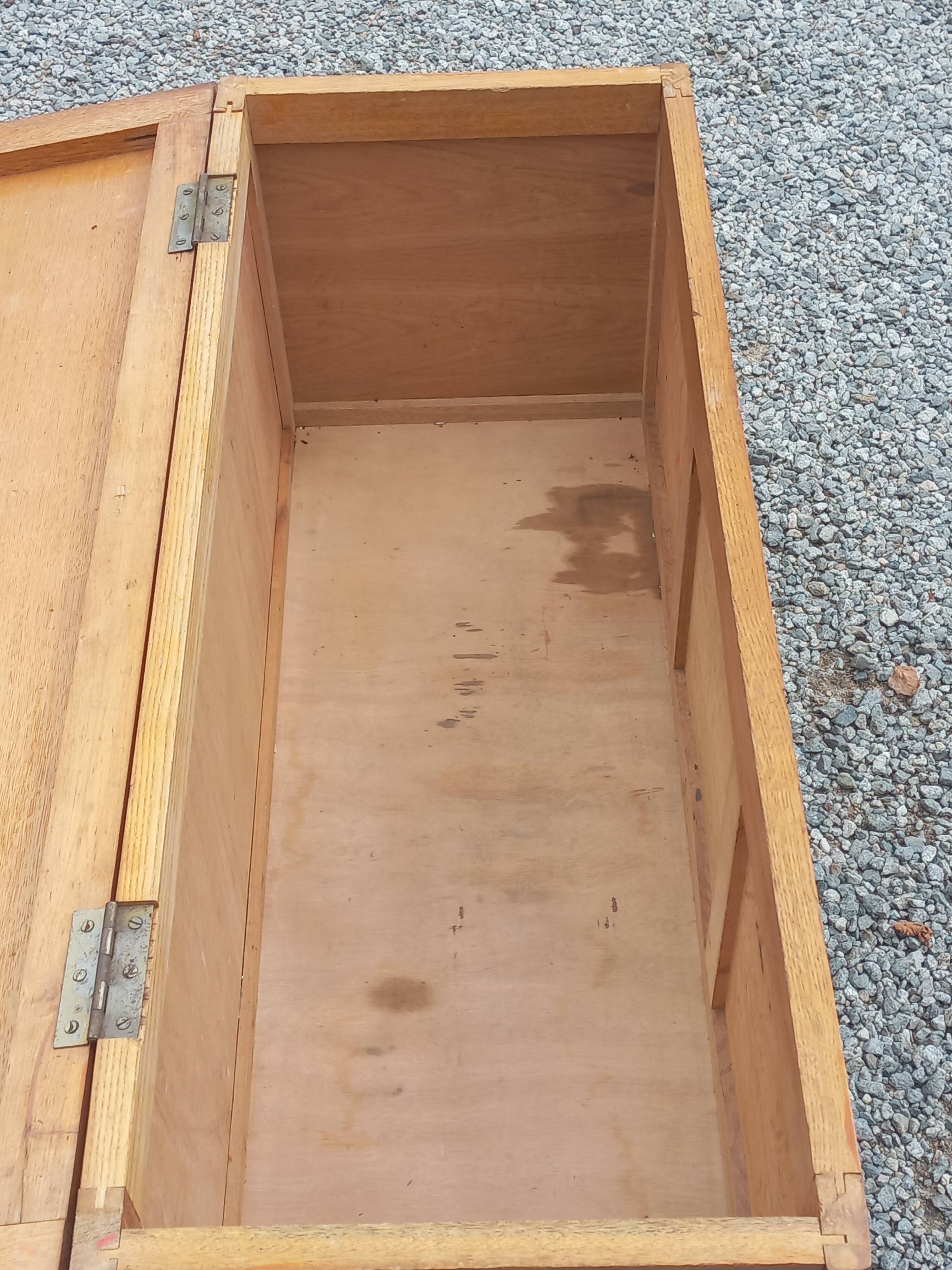 Vintage 1950s oak chest with compass feet