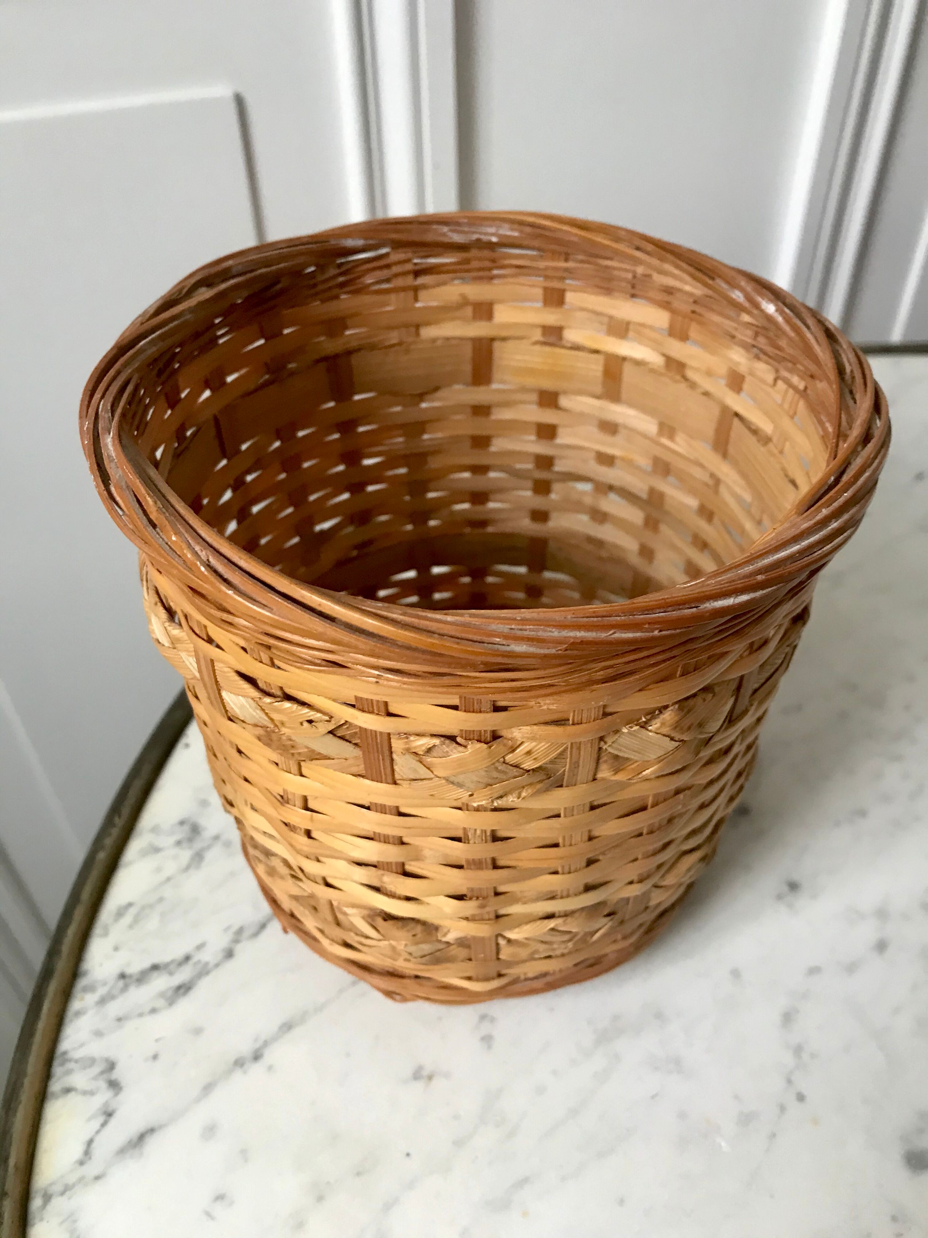 Rattan and bamboo pot cover worked 70s
