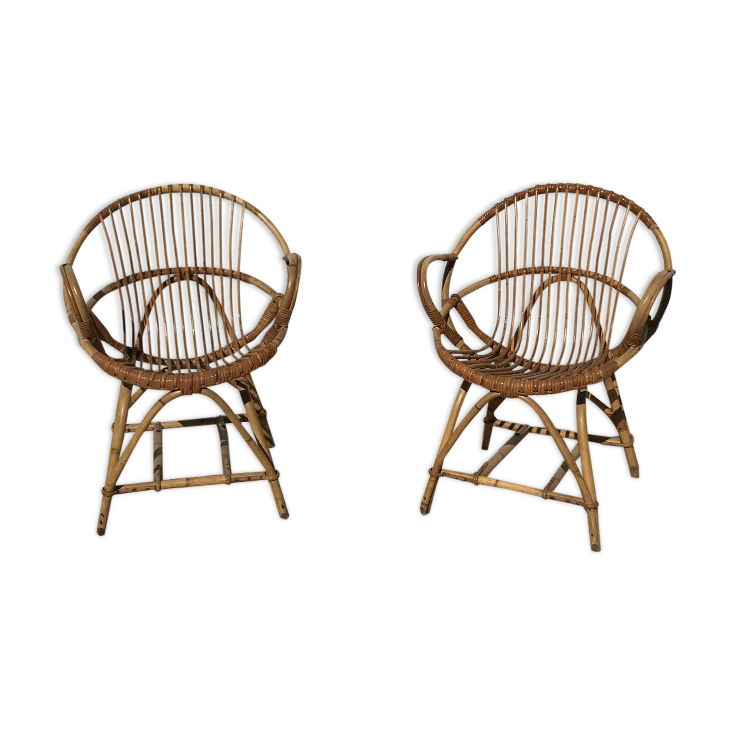 Pair of vintage rattan armchairs