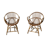 Pair of vintage rattan armchairs