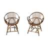Paire de fauteuils en rotin vintage
