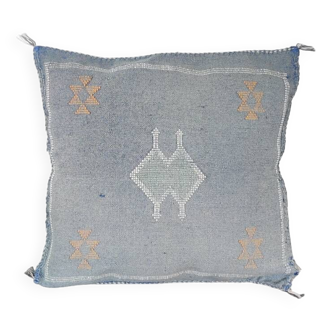 Coussin berbère bleu délavé