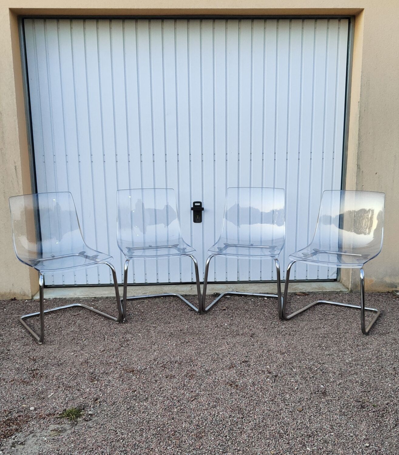 4 vintage transparent chairs 1990
