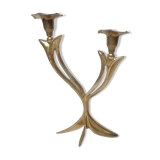 Two-light brass candle holder