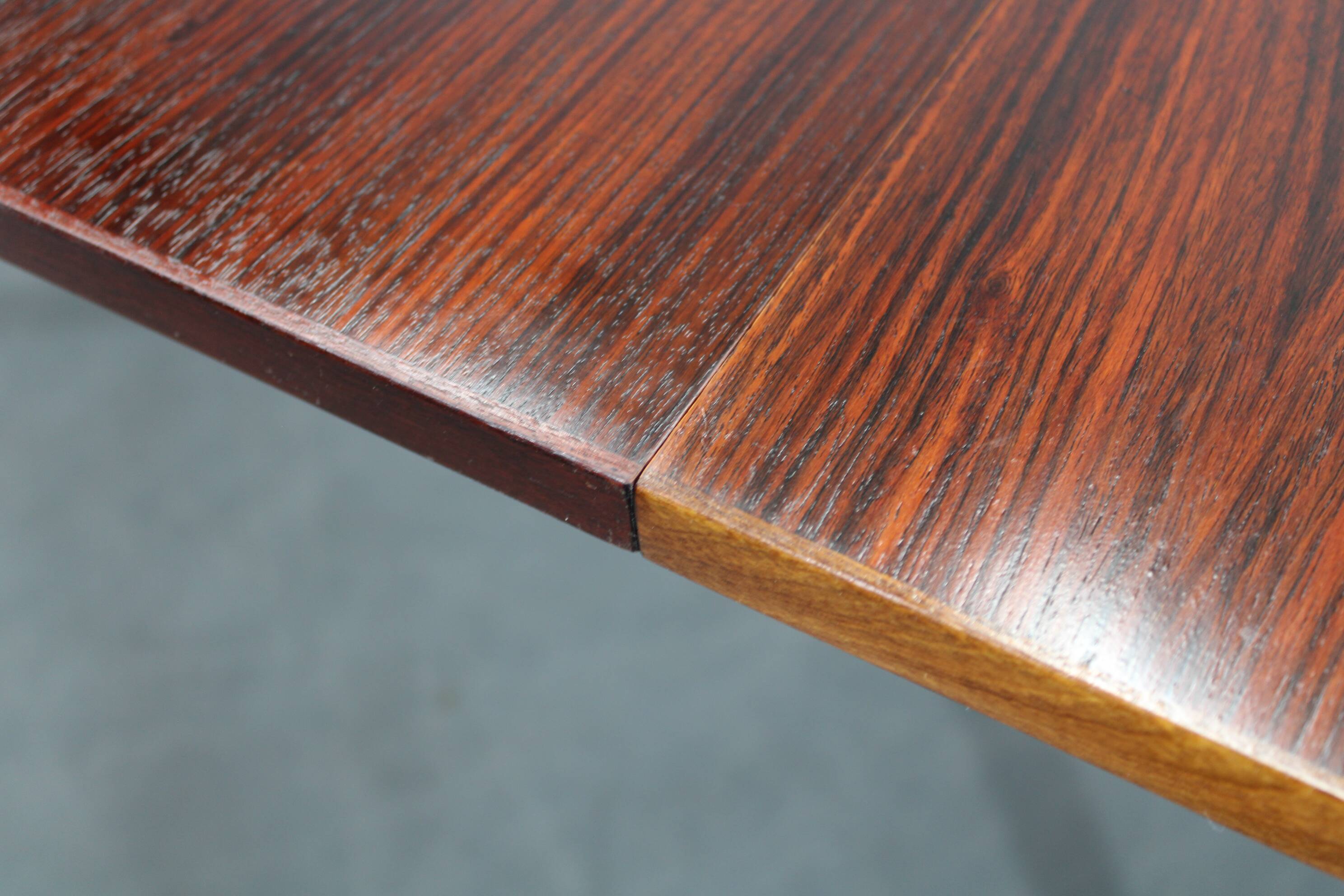 1960s Danish extendable palisander dining table, 4 leaves, restored