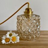 Vintage tulip lamp in amber glass