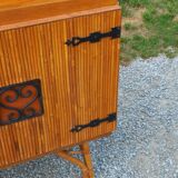 Vintage dining room attributed to Audoux and Minet in bamboo and rattan