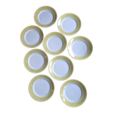 Lot de 9 assiettes plates jaune et doré