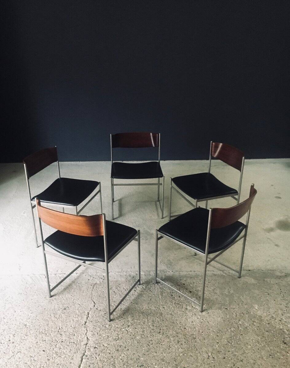 Mid-Century Modern SM08 Dining Chair Set by Cees Braakman for Ums Pastoe, Netherlands, 1960s, Set of 5