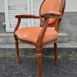 Fauteuil médaillon tapissé orange
