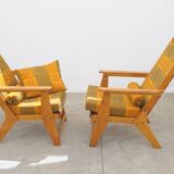 Fauteuils en bois de pin de style scandinave, années 1970, set de 2
