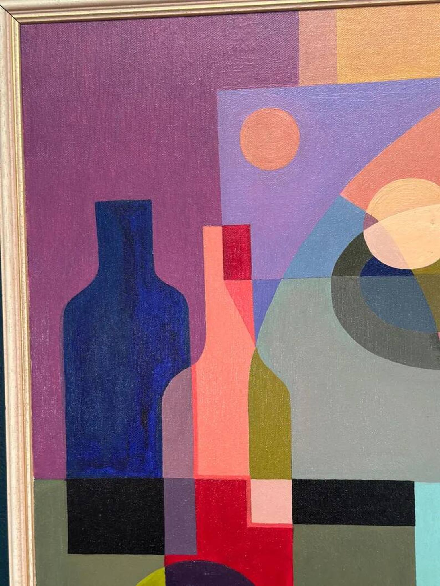Original Swedish Oil on Canvas – "Abstract Still Life" by BMK (1993) – Signed – Vintage and Framed – 60 × 51 cm