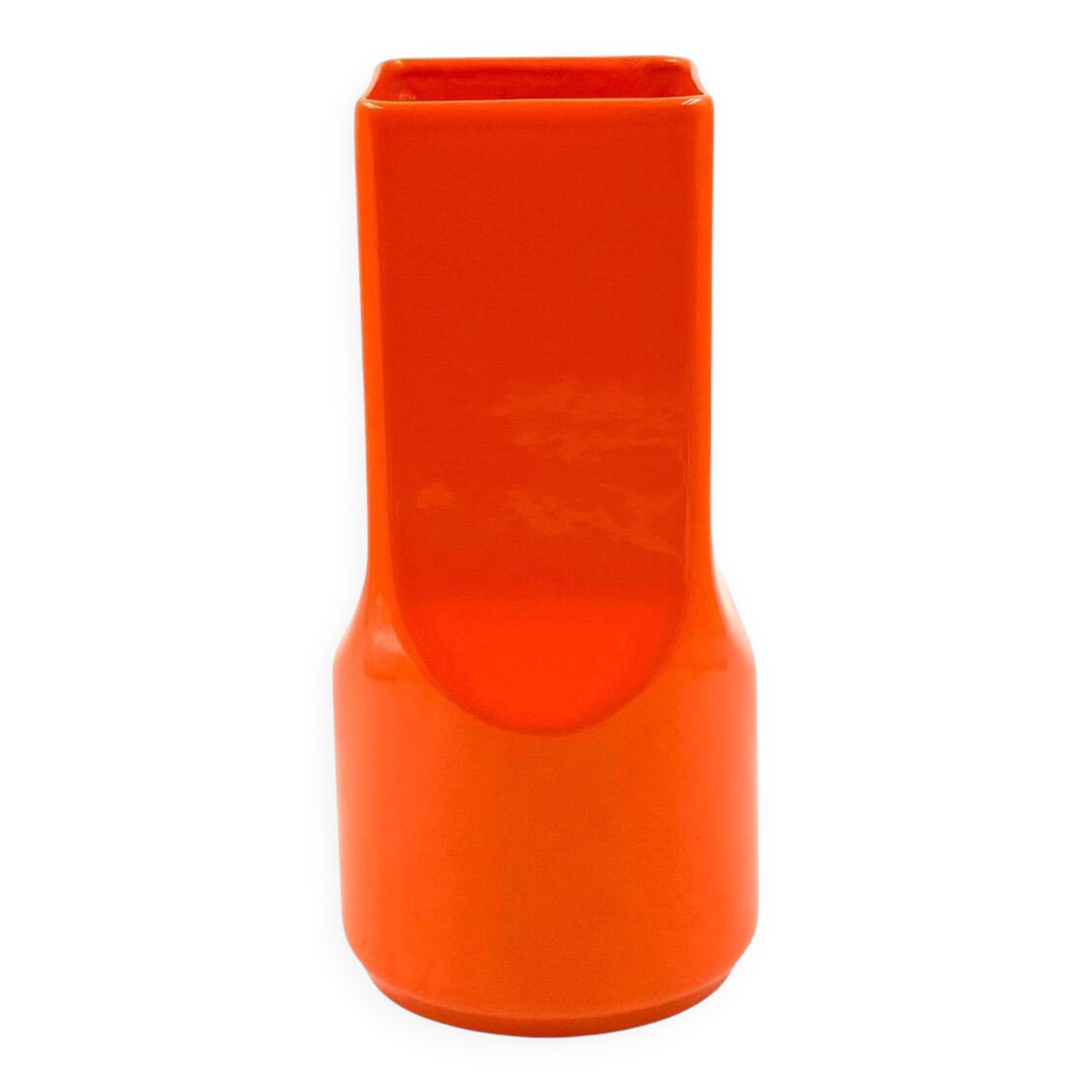 Studio Opi, space age orange ceramic vase, Gabbianelli Italy ca. 1960