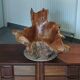 Sculptural wooden centrepiece, organic bowl, brutalist.