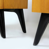 Mid-Century Nightstands with Black Glass Tops from UP Zavody, 1960s, Set of 2