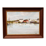 Oil on panel, fishing port, signed 0. Jacquelin