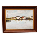 Oil on panel, fishing port, signed 0. Jacquelin
