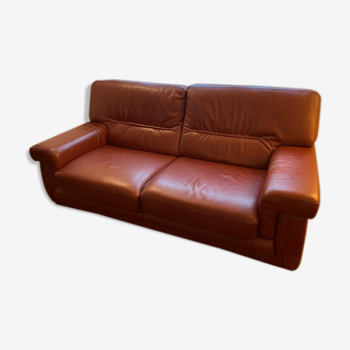 Full-flower 3-seater leather sofa