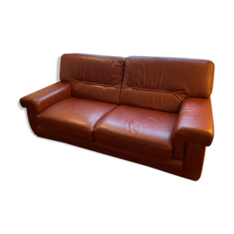 Full-flower 3-seater leather sofa