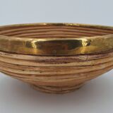 Circular rattan presentation cup rimmed with brass 1960/70 DLG Gabriella Crespi