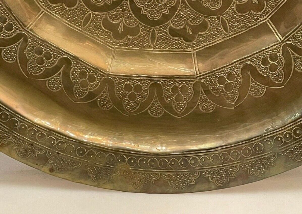 Chic vintage ethnic decorative oriental engraved copper plate
