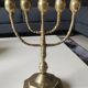 5-branched Jewish menorah/candlestick. Dedicated to mourning. In gilded bronze.