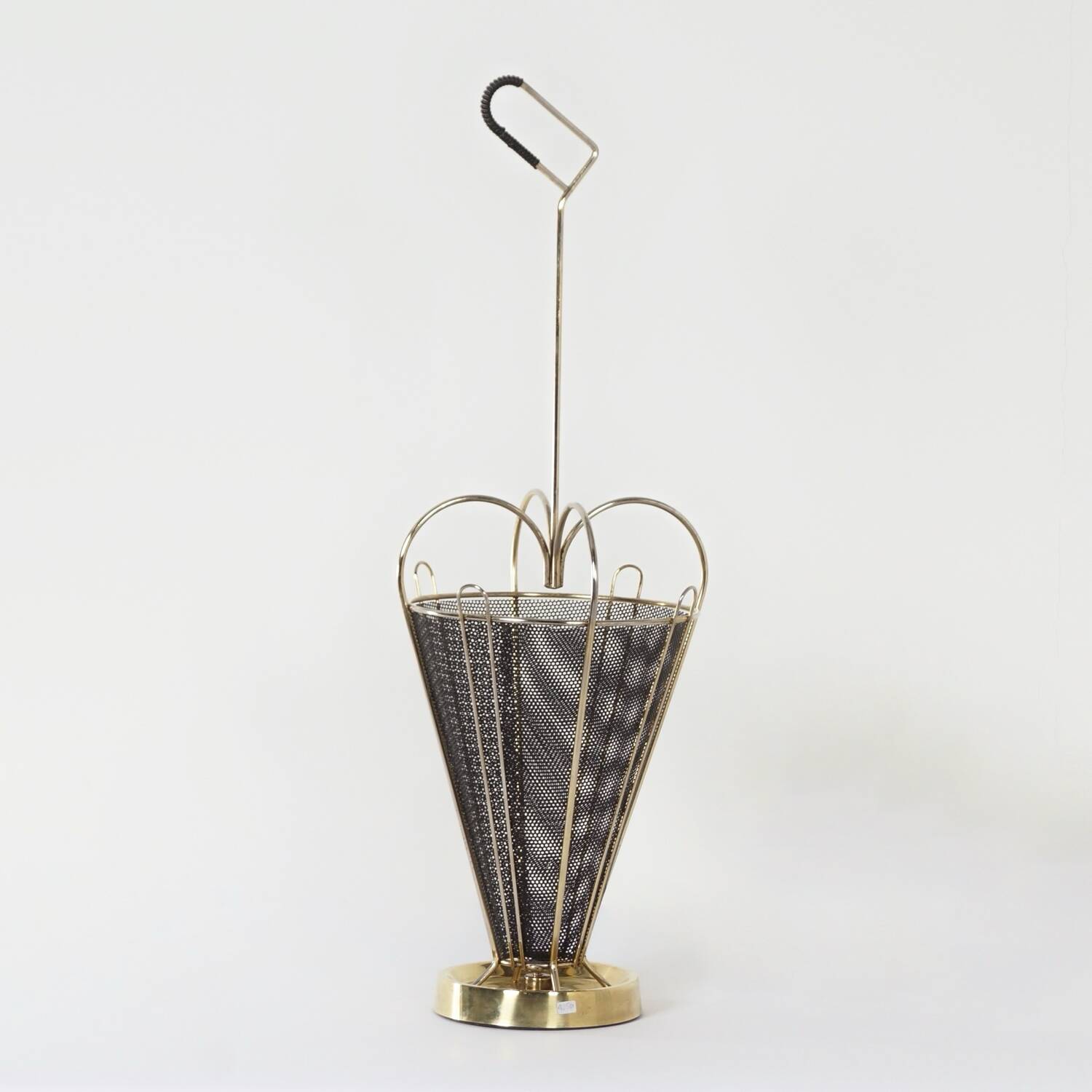 Mid-century umbrella stand of brass and perforated metal, 1950s