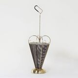 Mid-century umbrella stand of brass and perforated metal, 1950s