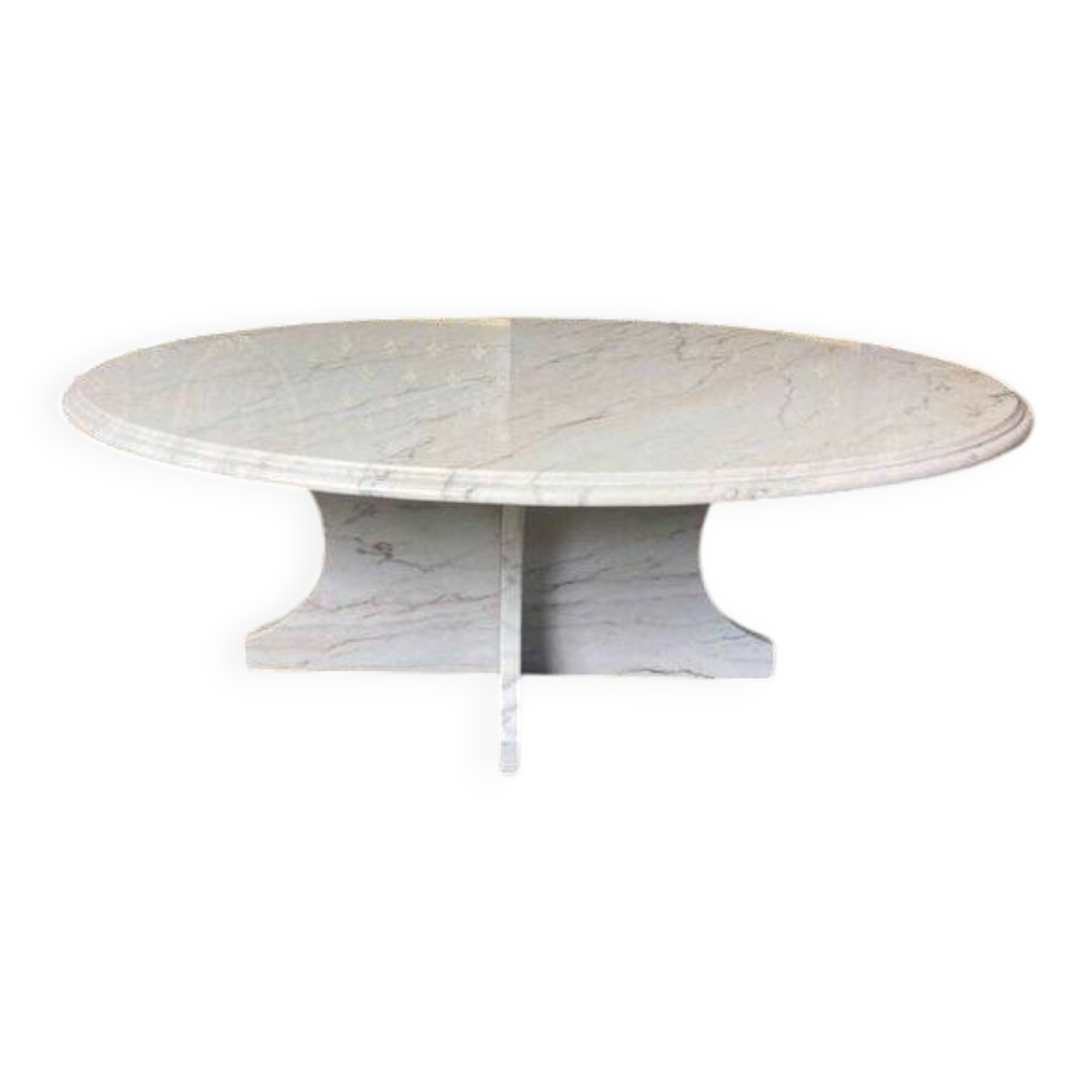 Oval coffee table in Carrara marble – Italian design from the 1970s
