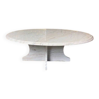 Table basse ovale en marbre de Carrare – Design italien années 70
