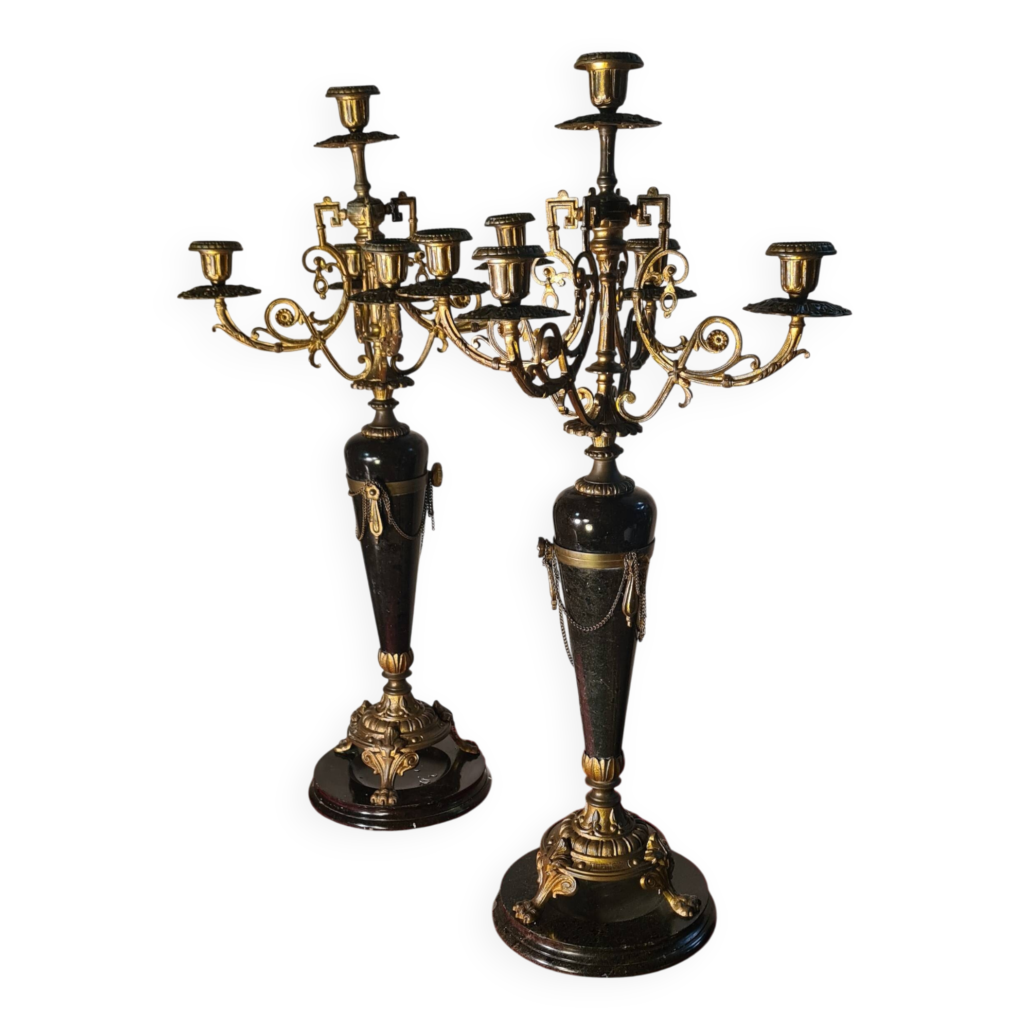 candelabra 19th gilded bronze and marble candlestick 60x32 cm