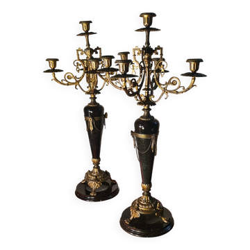 candelabra 19th gilded bronze and marble candlestick 60x32 cm