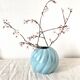 80s pearly blue ball vase