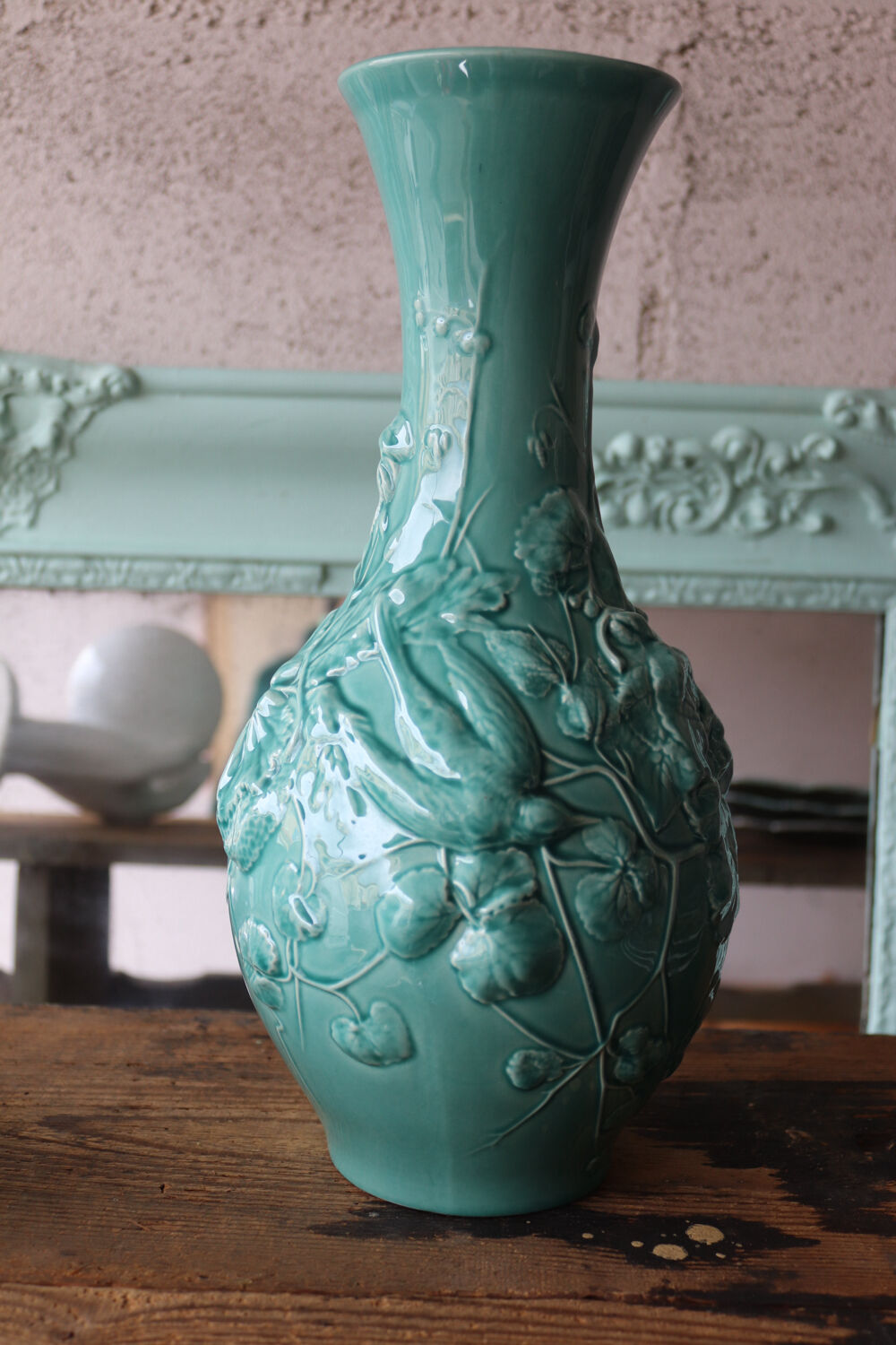 Naturalistic vase in glazed earthenware Utzschneider & Cie – Sarreguemines