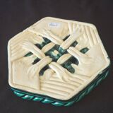 Varnished ceramic trivet from Vallauris and 2 bottle coasters.