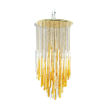Chandelier 4 lights mazzega glass white gold 60