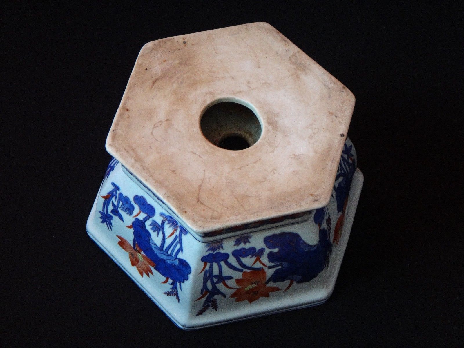 Ancien cache pot faience imari Japon vers 1900
