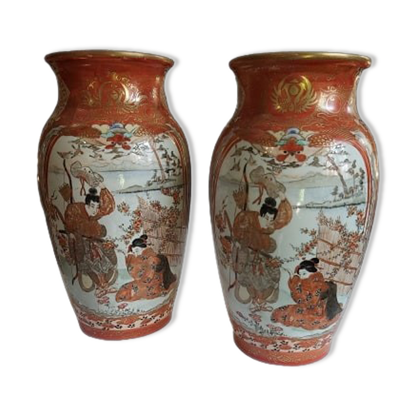 Pair of porcelain vases from Satsuma 19th