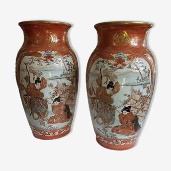 Paire de vases en porcelaine de Satsuma 19e