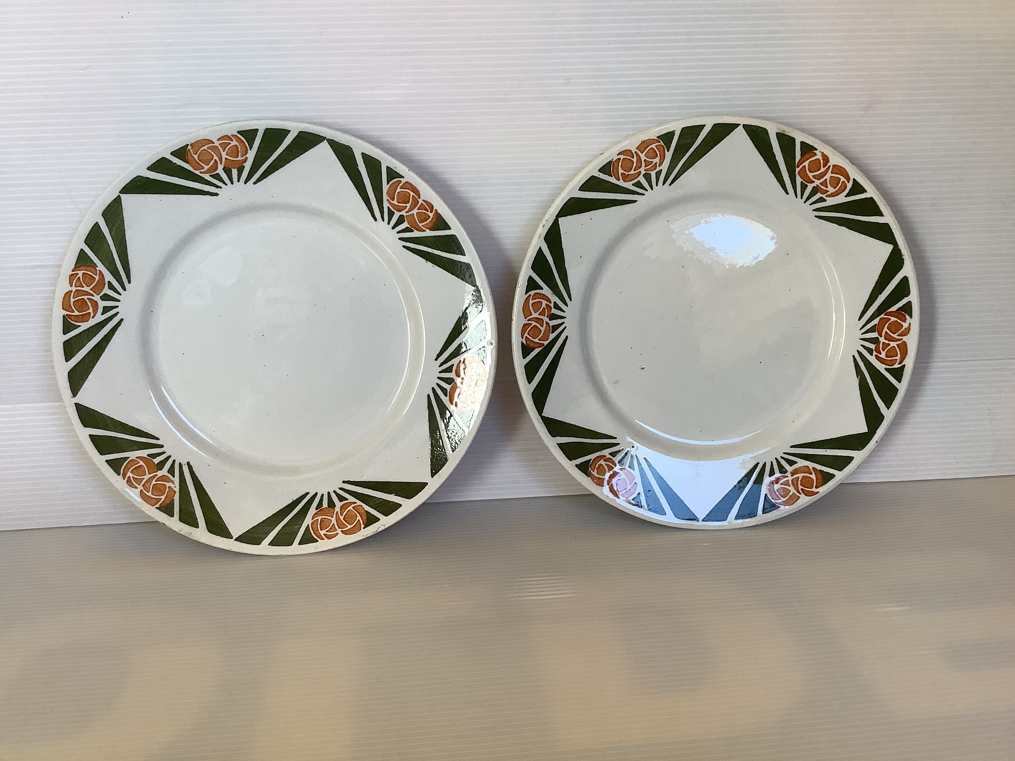 4 old earthenware plates decorated Alsace