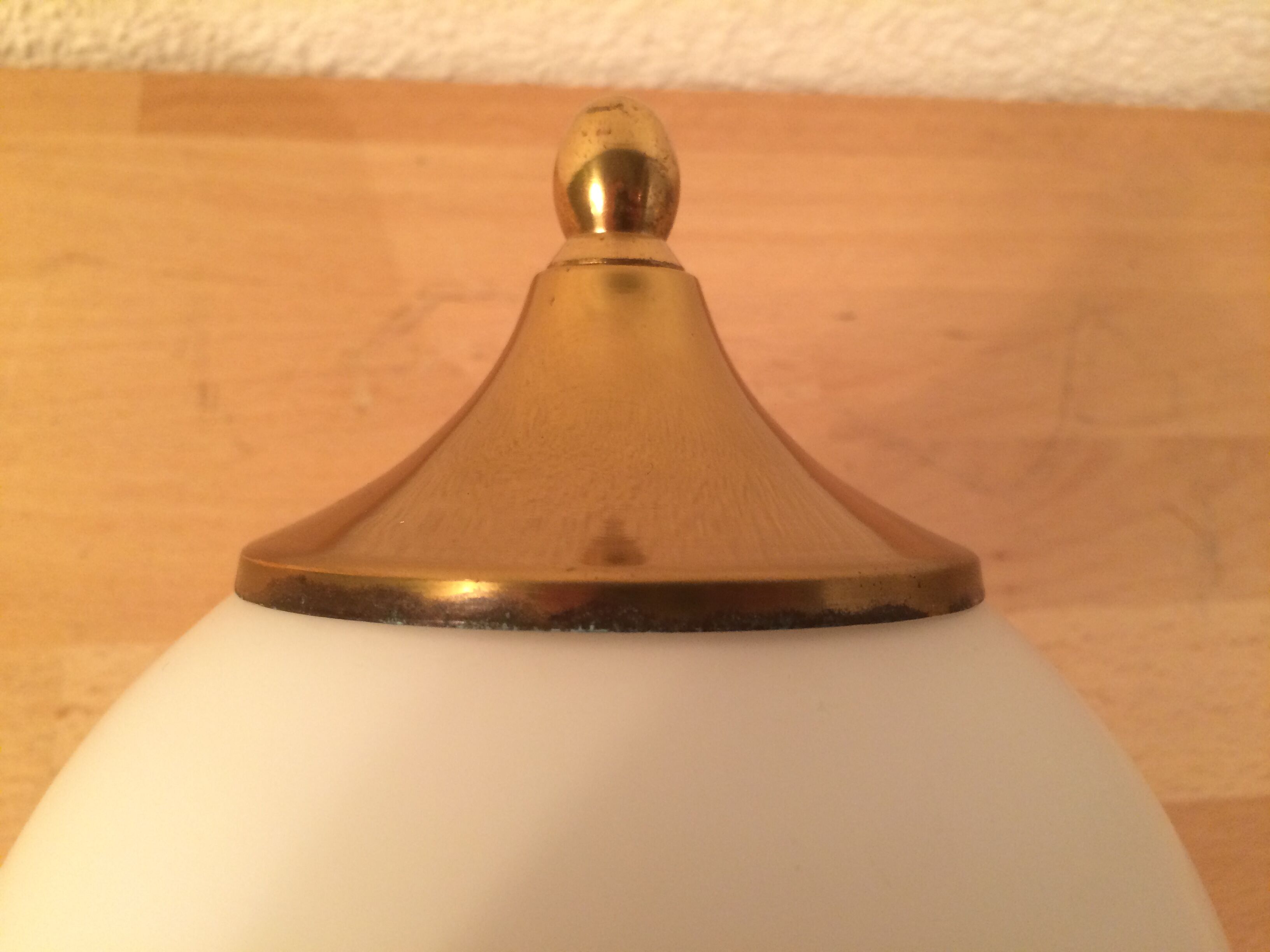 Brass and opal globe wall lamp from the 60s
