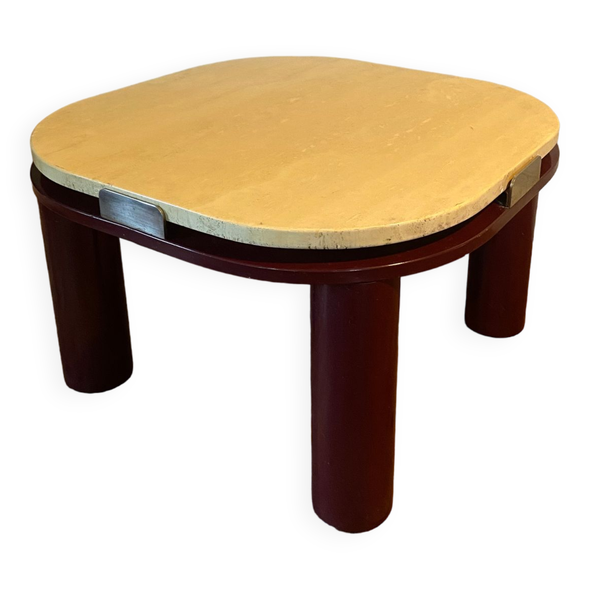 Roche Bobois travertine and metal coffee table from the 80s