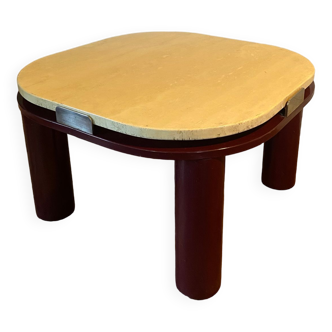 Table basse travertin et métal roche bobois années 80