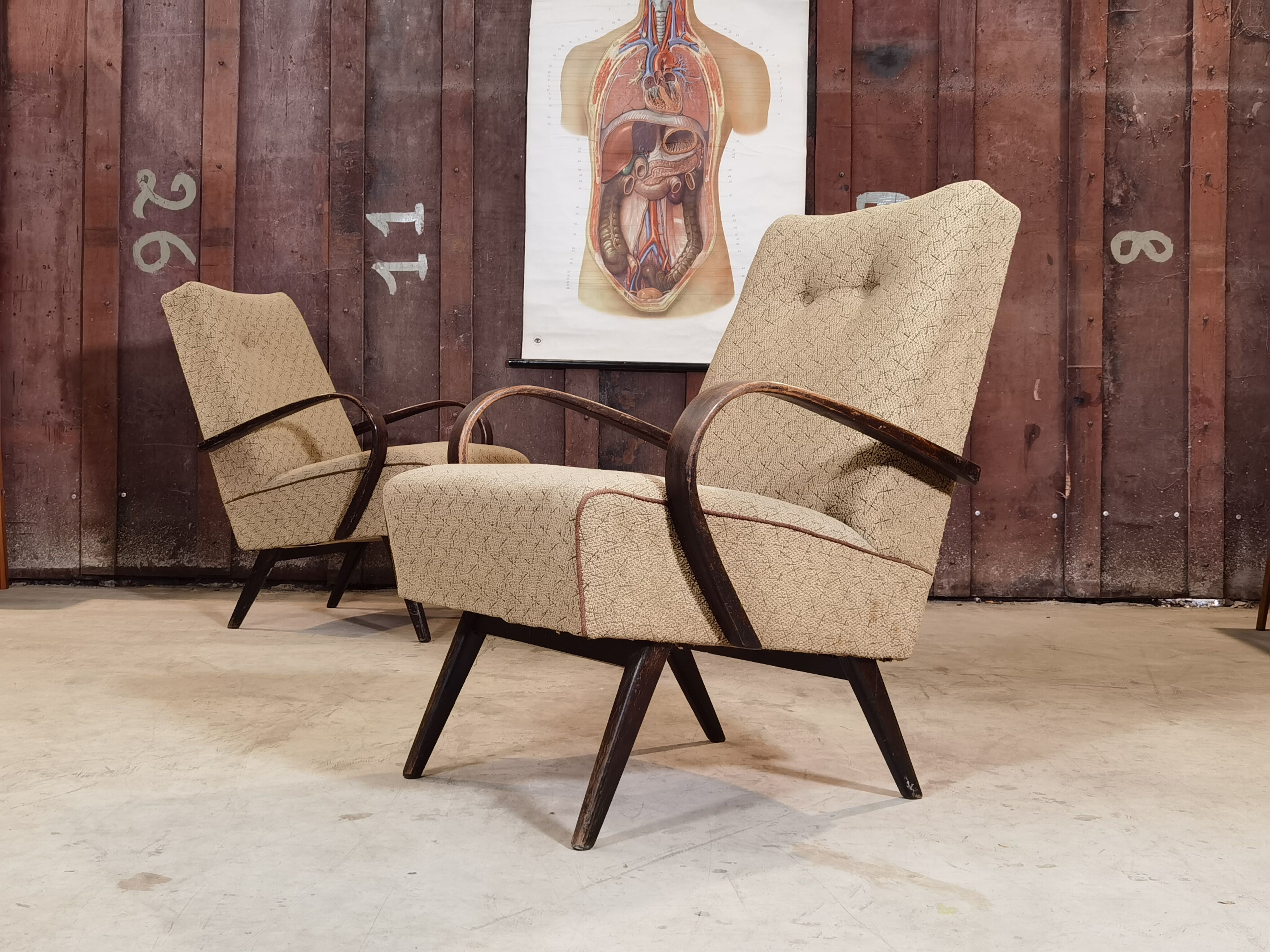 Pair of chairs Type 53 Jaroslav Smidek for Ton