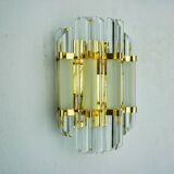 Venini wall lamp, triedri glass, murano, italy, 1970