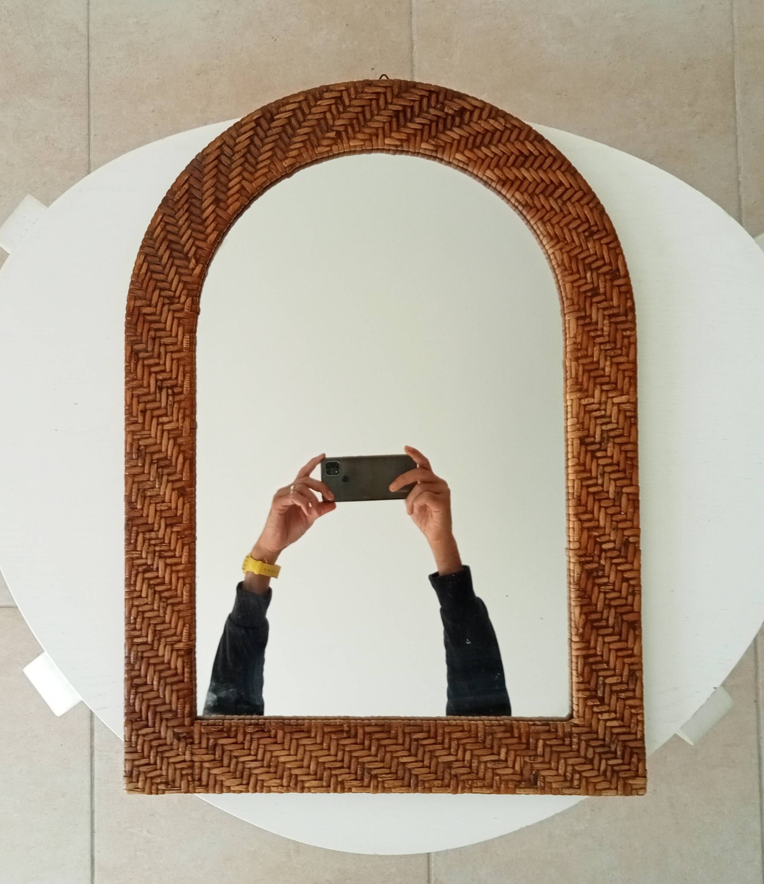 Vintage woven rattan mirror 60*43cm 60s/70s