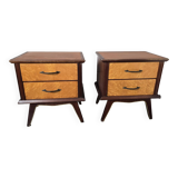 Pair of vintage teak bedside tables from the 60s